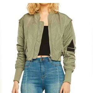 Sleek Khaki Bomber Jacket for Women